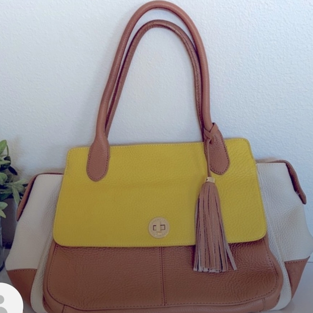 Isaac Mizrahi Elegant Yellow and Brown Handbag